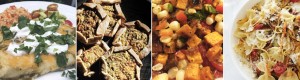 healthy summer dinners: enchiladas, zucchini galettes, sweet potato hash, pasta primavera